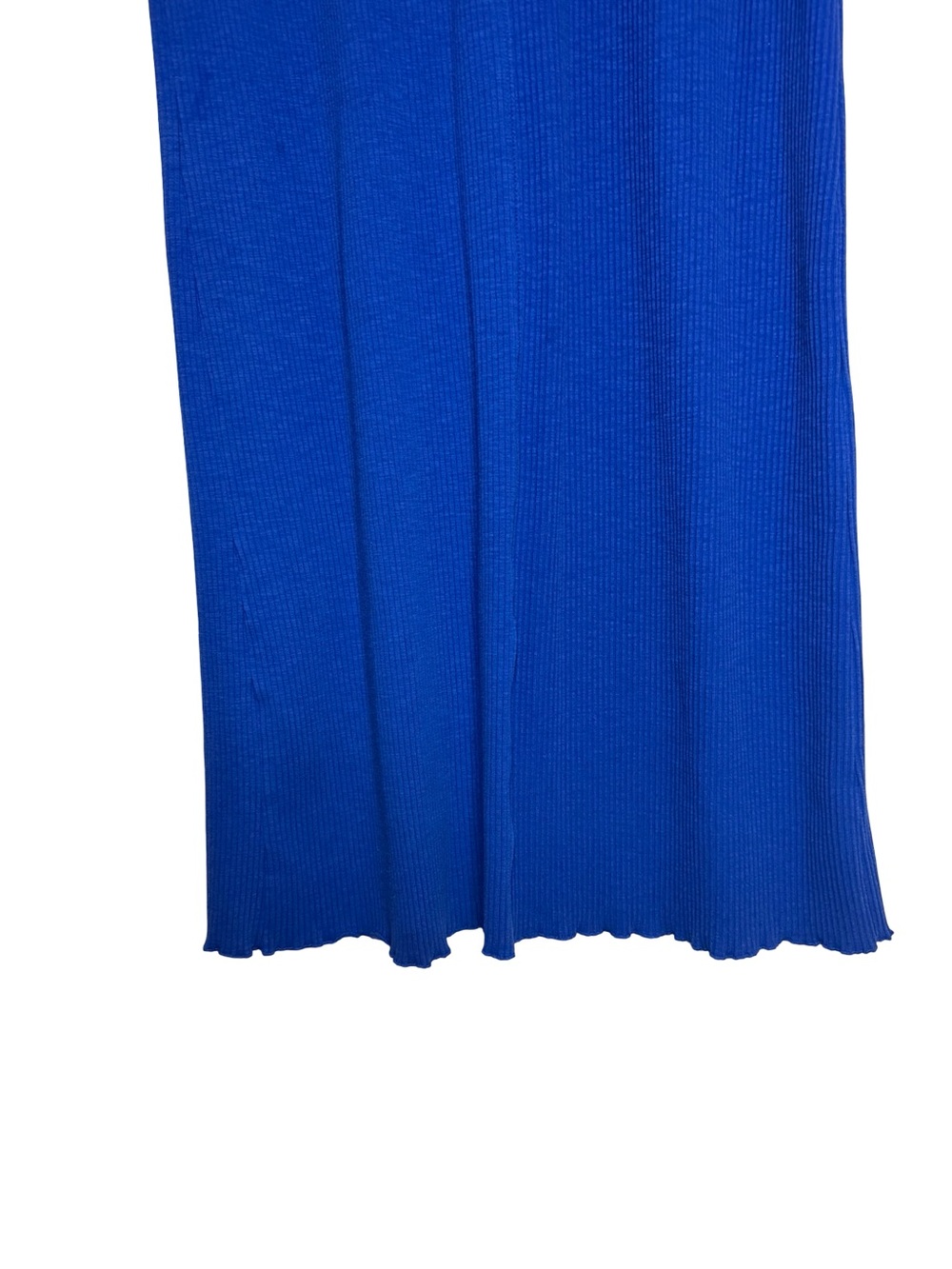 Sweaty Betty Ribbed Midi Dress Cobalt Blue Crew Neck Lettuce Hem Size XL - Picture 4 of 6